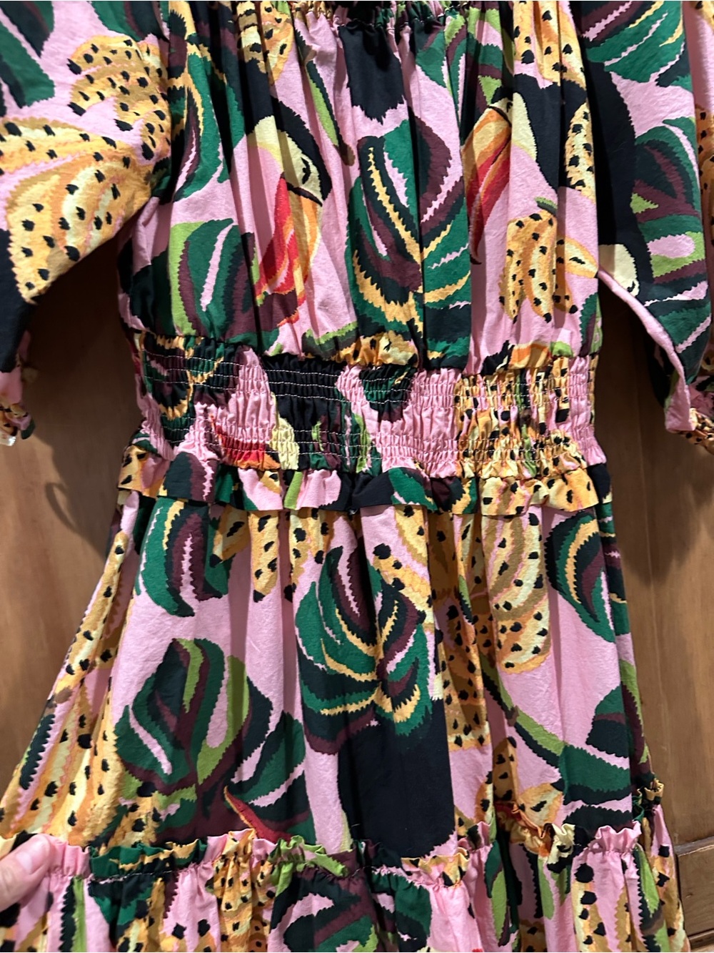 FARM Rio Multicolor Toucan Tiered Maxi Dress in Pink, Green & Yellow - Picture 4 of 8